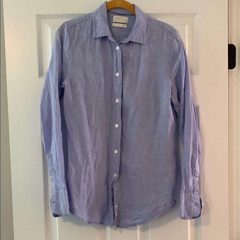 J. Crew Light Blue 100% Linen Slim Shirt